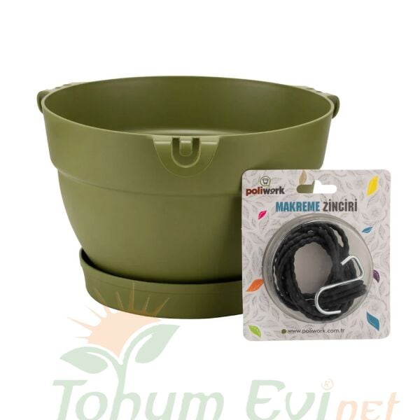 Poliwork Manolya Makreme 24 Yosun Yeşil 4,5 L | Premium Saksı